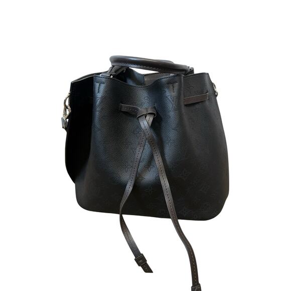 Louis Vuitton Girolata Mahina Leather Black Monogram Bucket Bag Tote Drawstring - Picture 2 of 16